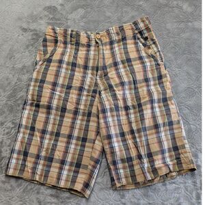 Quiksilver Surf Skate Plaid Cargo Shorts Tan Multicolor Casual Y2K Men’s Size 31